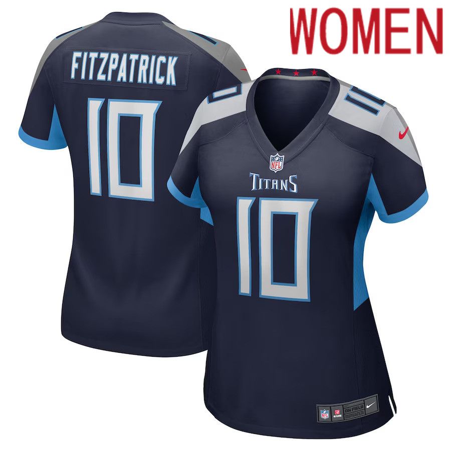 Women Tennessee Titans 10 Dez Fitzpatrick Nike Navy Game Player NFL Jersey
